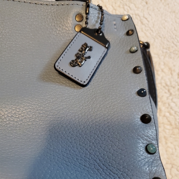 BEAUTIFUL NWT'S COACH ROUGE 25 with RIVETS SHOULDER & HANDBAG Slate Blue SOLDOUT - Picture 4 of 11